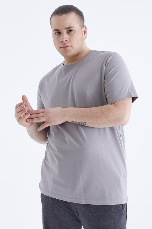 Gri Basic Short Sleeve O Neck Large Size Men's T-Shirt - 88072