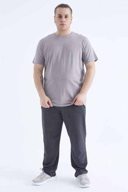 Gri Basic Short Sleeve O Neck Large Size Men's T-Shirt - 88072