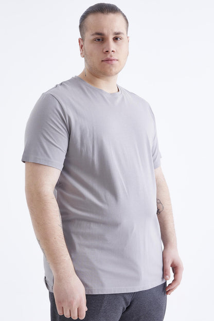 Gri Basic Short Sleeve O Neck Large Size Men's T-Shirt - 88072