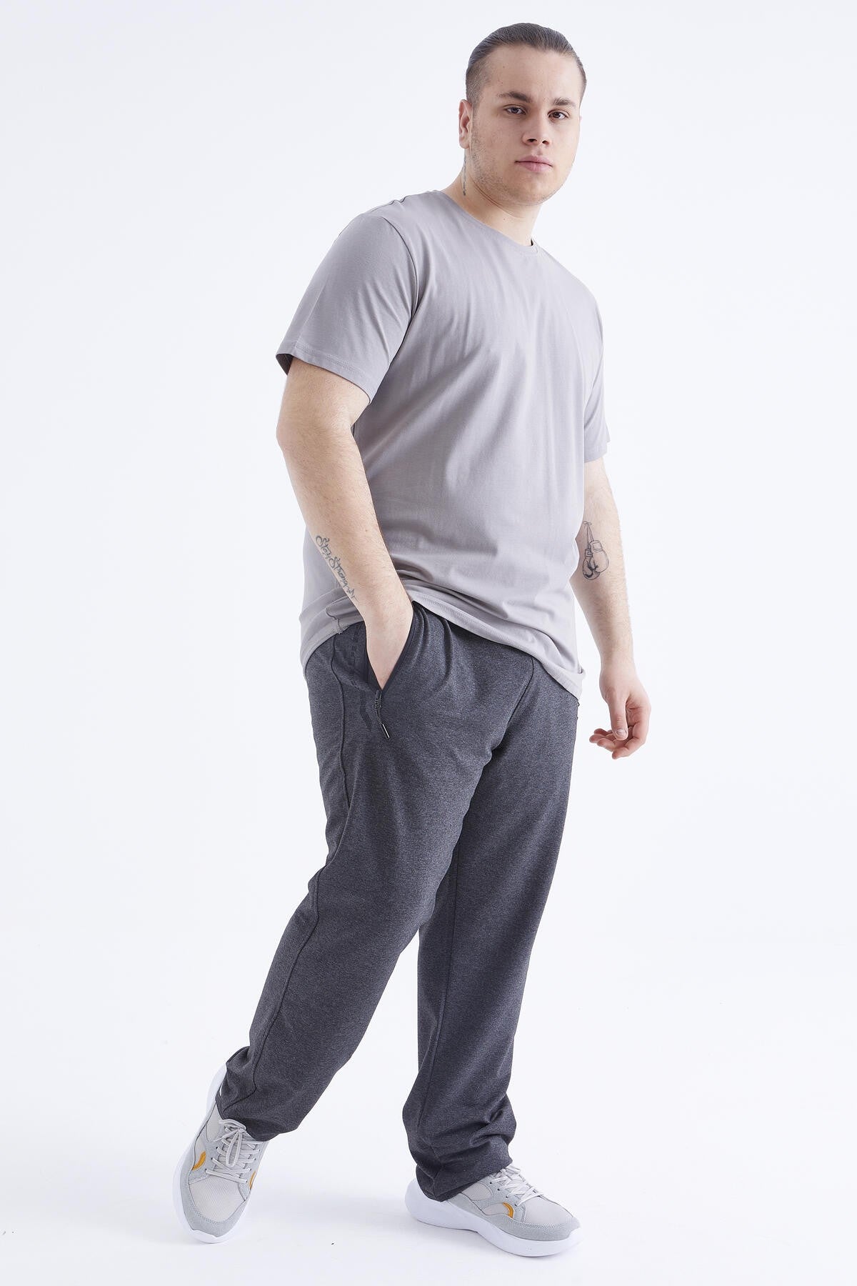 Gri Basic Short Sleeve O Neck Large Size Men's T-Shirt - 88072