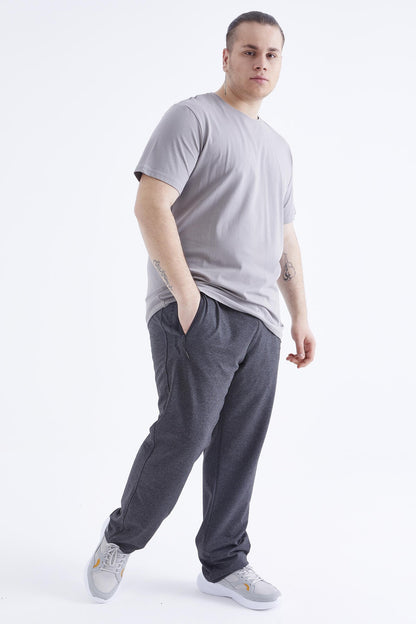 Gri Basic Short Sleeve O Neck Large Size Men's T-Shirt - 88072