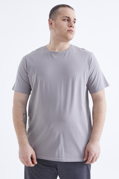Gri Basic Short Sleeve O Neck Large Size Men's T-Shirt - 88072