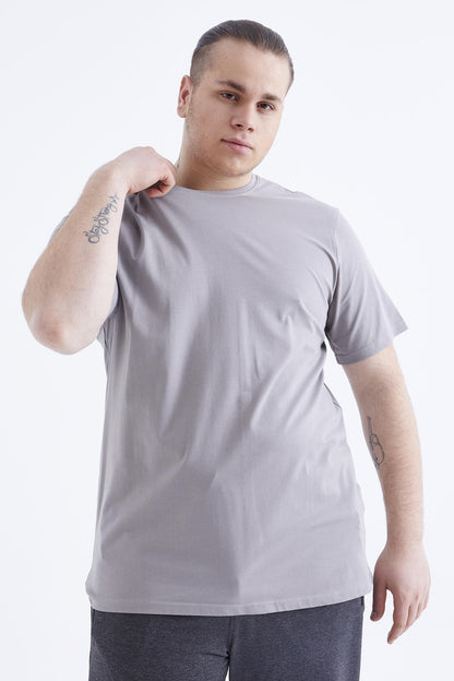 Gri Basic Short Sleeve O Neck Large Size Men's T-Shirt - 88072