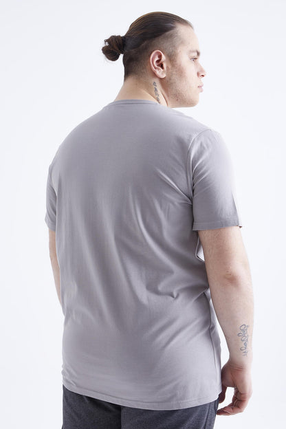 Gri Basic Short Sleeve O Neck Large Size Men's T-Shirt - 88072