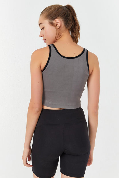 Gri Basic Zero Sleeve Narrow Fit U Neck Women's Crop Top Singlet - 97162