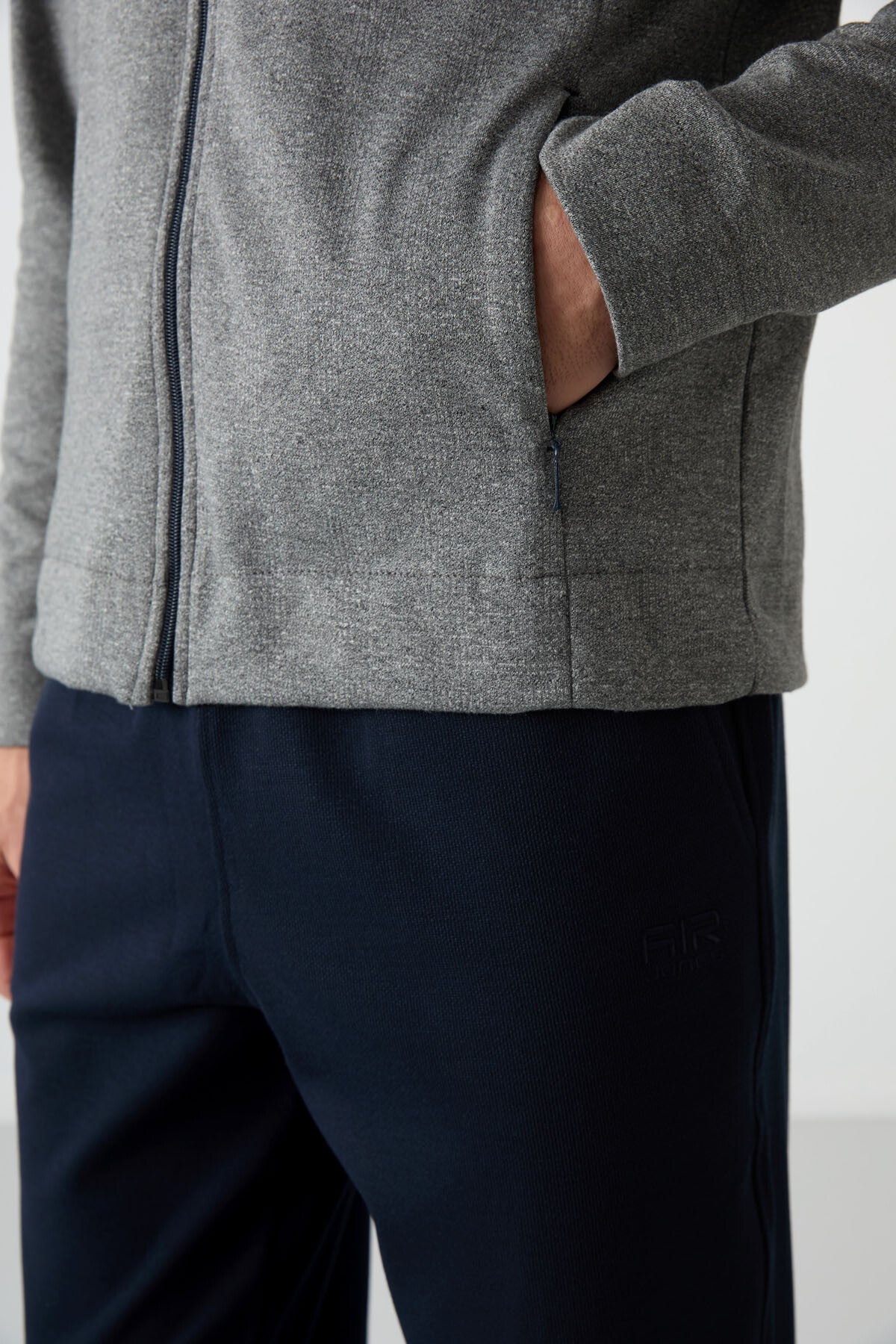 Bruce Gri - Navy Blue High Collar Men's Tracksuit Set - 85200