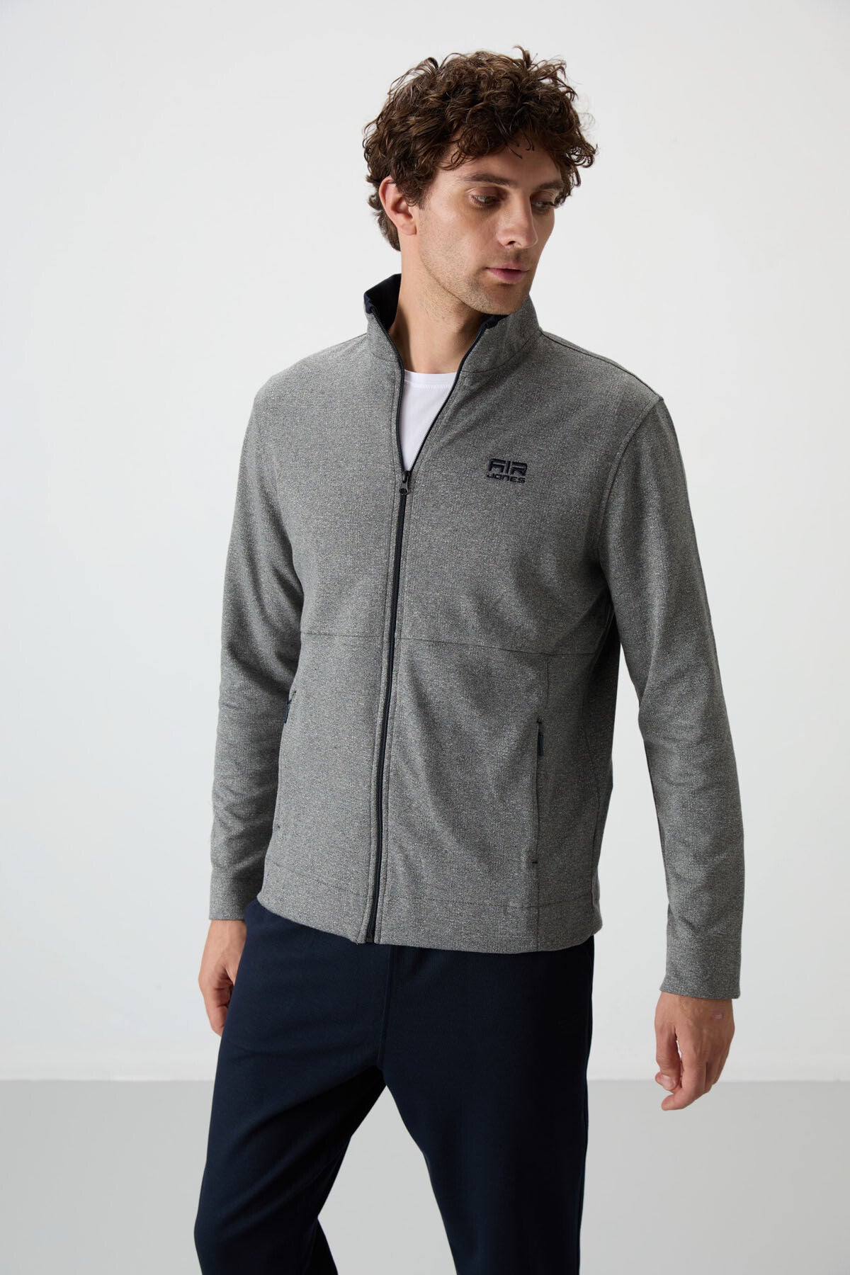 Bruce Gri - Navy Blue High Collar Men's Tracksuit Set - 85200