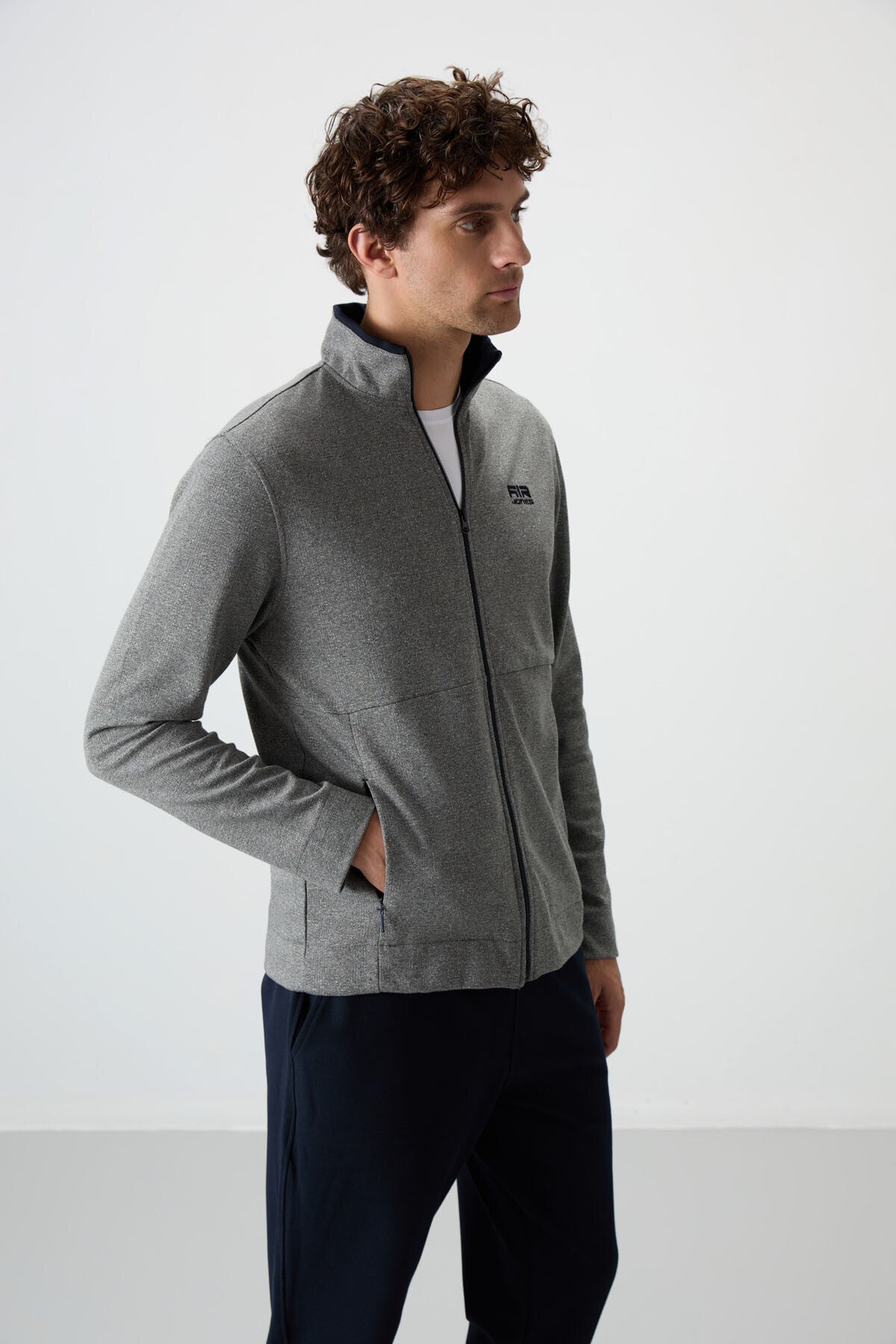 Bruce Gri - Navy Blue High Collar Men's Tracksuit Set - 85200