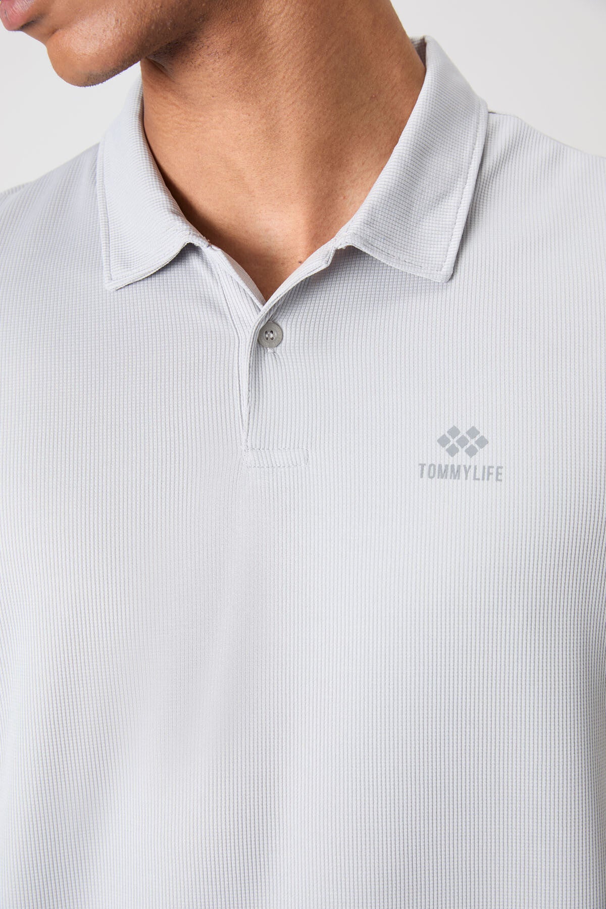 Men's Active Sports Polo Collar T-Shirt with Grip Logo Print Standard Fit - 88252