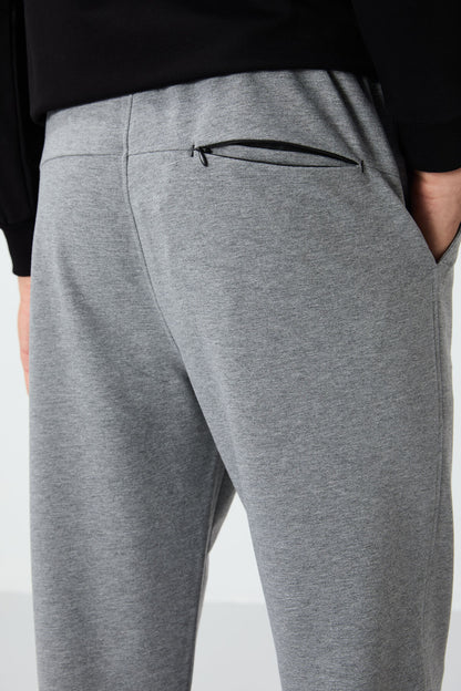 Brad Grey Melange Standard Mold Men's Tracksuit Bottom - 84955