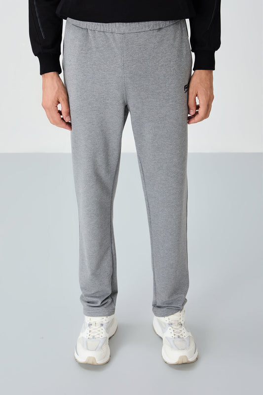 Brad Grey Melange Standard Mold Men's Tracksuit Bottom - 84955