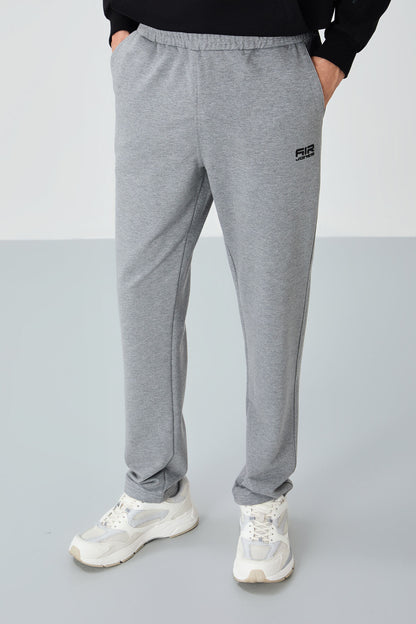 Brad Grey Melange Standard Mold Men's Tracksuit Bottom - 84955
