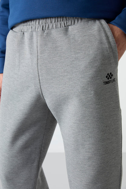 Grey Melange Laced Dar Pants Men's Tracksuit Bottom - 84999