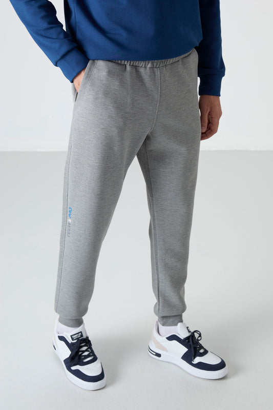 Grey Melange Laced Dar Pants Men's Tracksuit Bottom - 84999