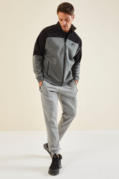 Grey Melange Laced Men's Tracksuit Bottom - 82110