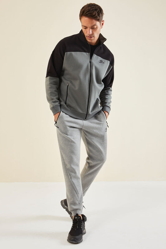 Grey Melange Laced Men's Tracksuit Bottom - 82110