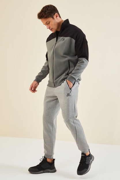 Grey Melange Laced Men's Tracksuit Bottom - 82110