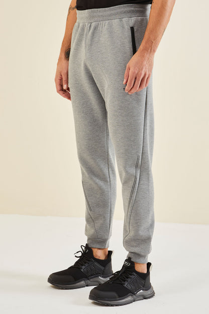 Grey Melange Laced Men's Tracksuit Bottom - 82110