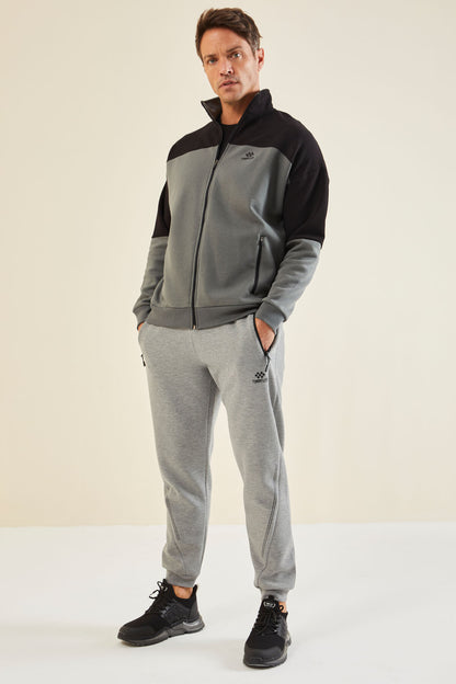 Grey Melange Laced Men's Tracksuit Bottom - 82110