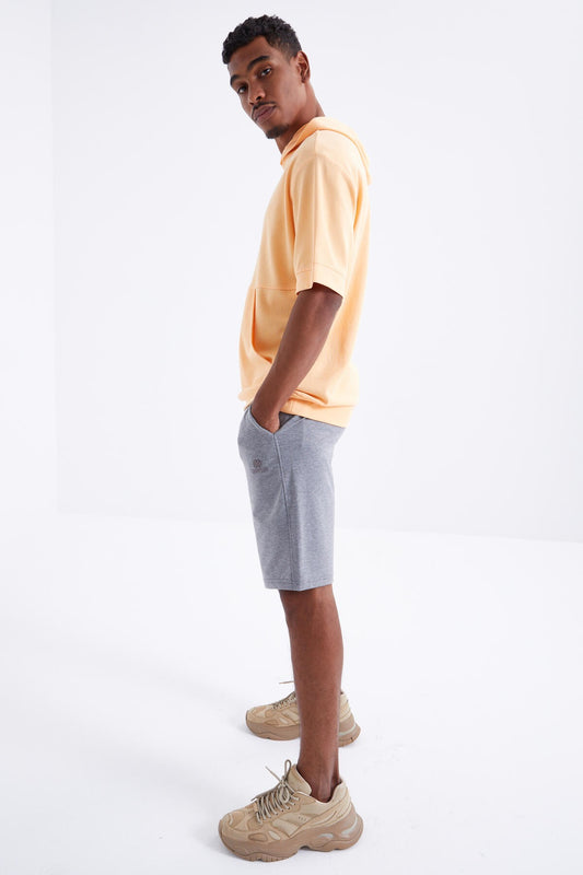 Grey Melange Laced Standard Fit Basic Men's Shorts - 81212