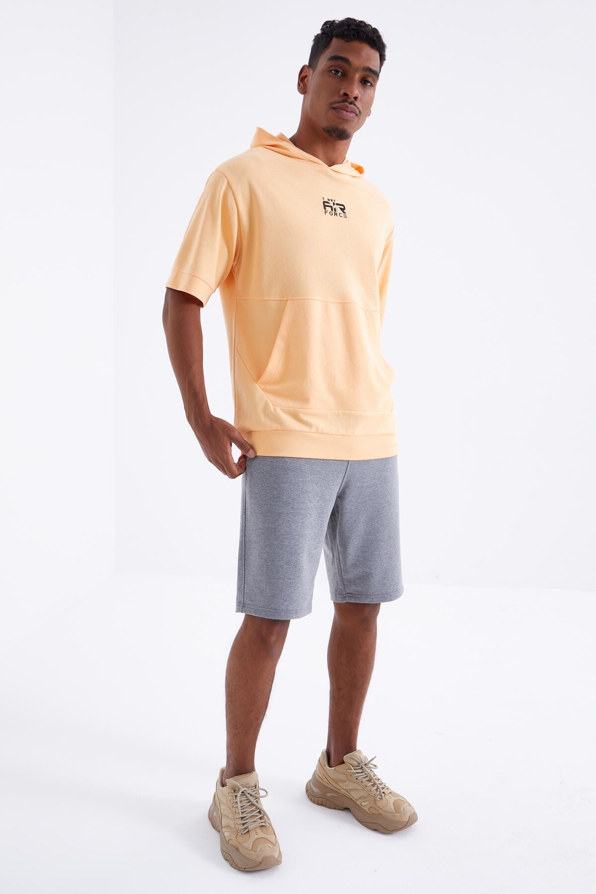 Grey Melange Laced Standard Fit Basic Men's Shorts - 81212