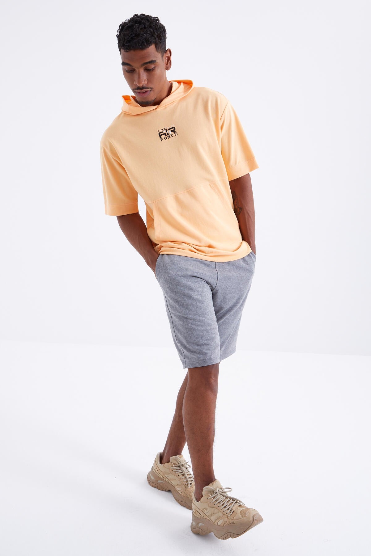 Grey Melange Laced Standard Fit Basic Men's Shorts - 81212