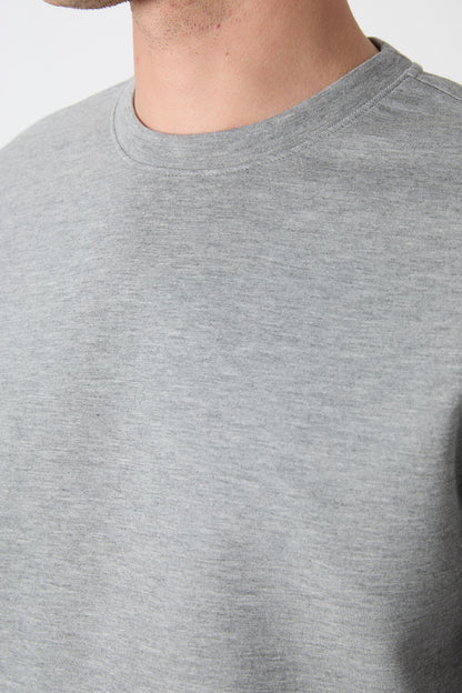 Grey Melange Basic O Neck Comfort Fit Men's Sweatshirt - 88053