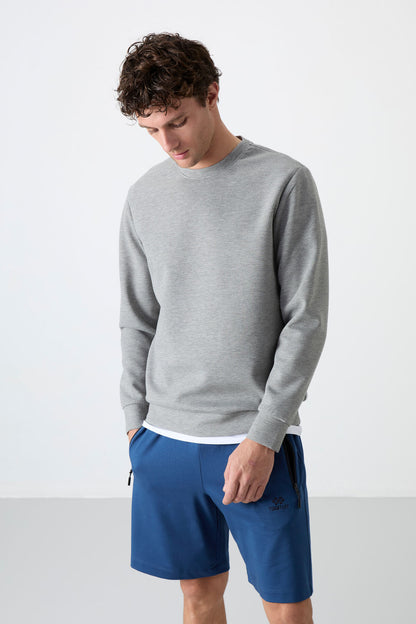 Grey Melange Basic O Neck Comfort Fit Men's Sweatshirt - 88053