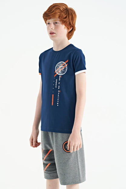 Gray Melange Print Detailed Laced Standard Fit Boys Shorts - 11125