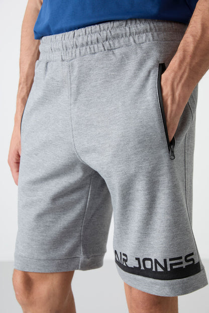Albie Grey Melange Standard Fit Men's Shorts - 81241