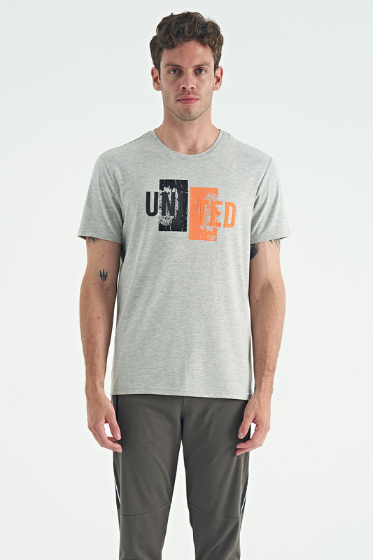 Elvis Gray Melange Standard Fit Men's T-Shirt - 88218