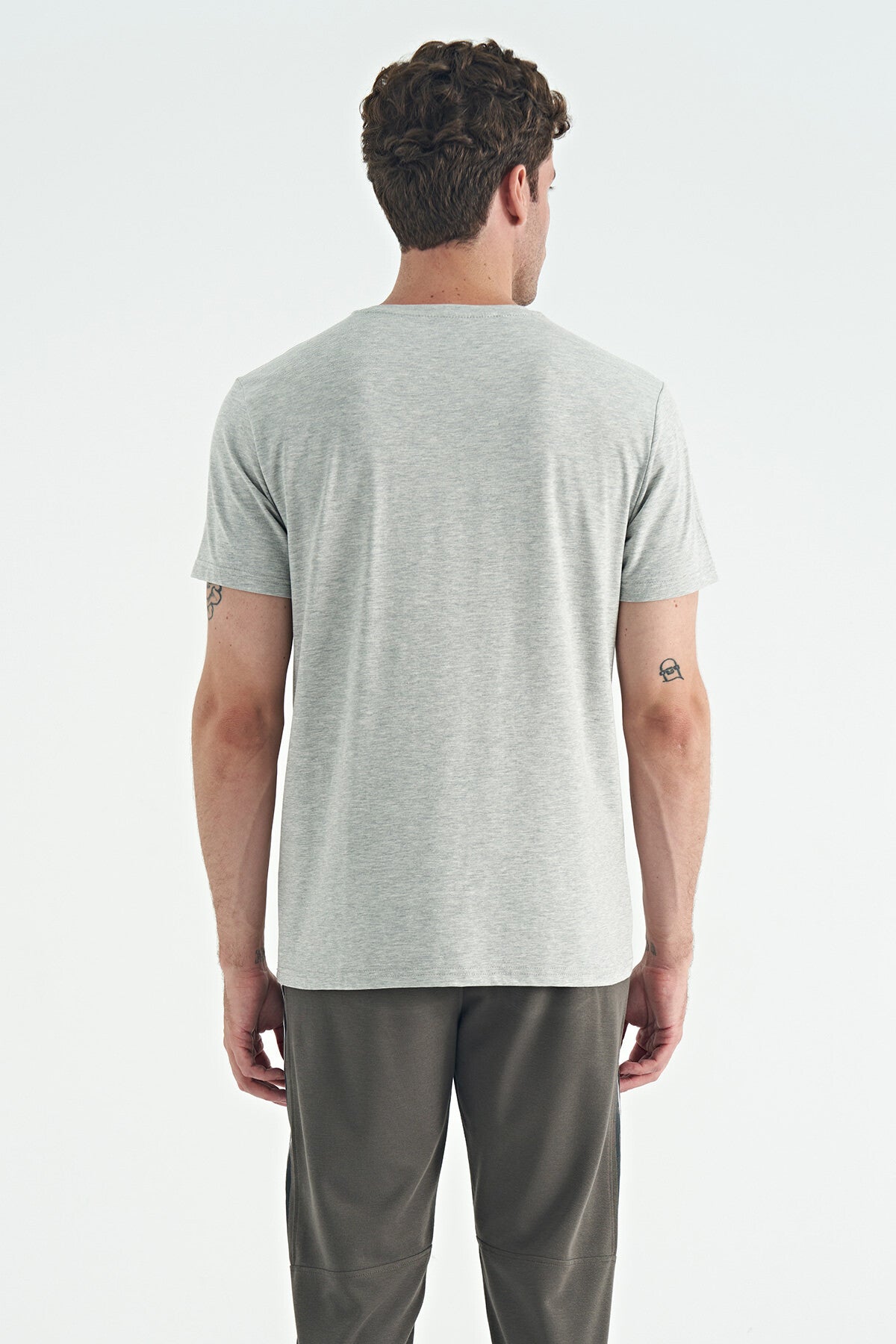 Elvis Gray Melange Standard Fit Men's T-Shirt - 88218