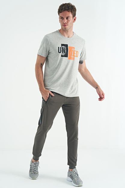 Elvis Gray Melange Standard Fit Men's T-Shirt - 88218