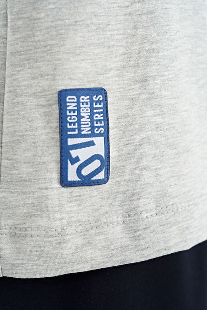 Grey Melange Print Detailed Standard Mold O Collar Boys T-Shirt - 11133