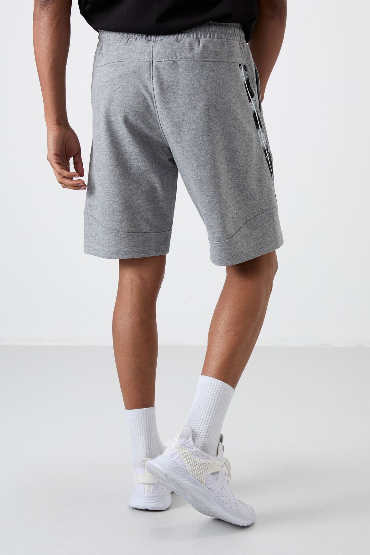 Amos Grey Melange Printed Men's Shorts - 81246