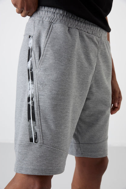 Amos Grey Melange Printed Men's Shorts - 81246