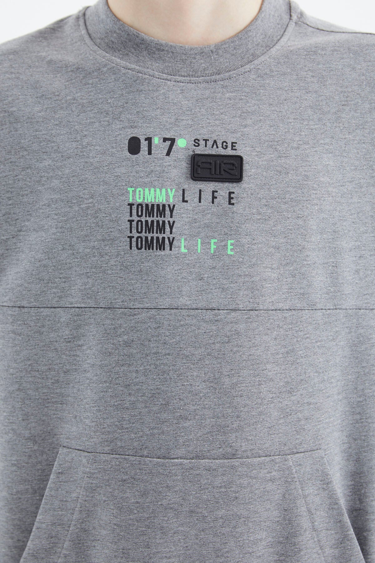 Grey Melange Printed Boys' Sweatshirt - 11175