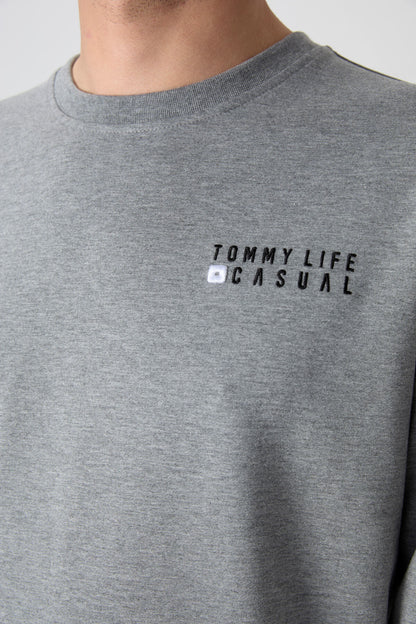 Casual Round Neck Elastic Cuff Cotton Men's Oversize Tracksuit Set - 85120