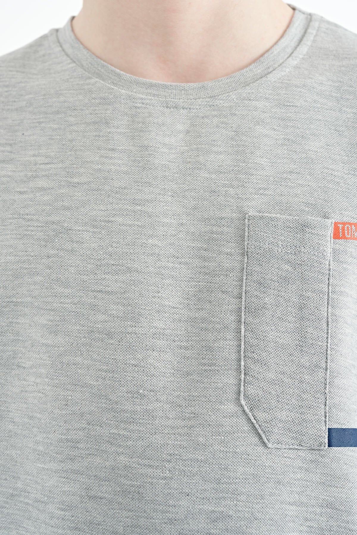 Grey Melange Neck Detailed O Collar Standard Fit Boys' T-Shirt - 11120