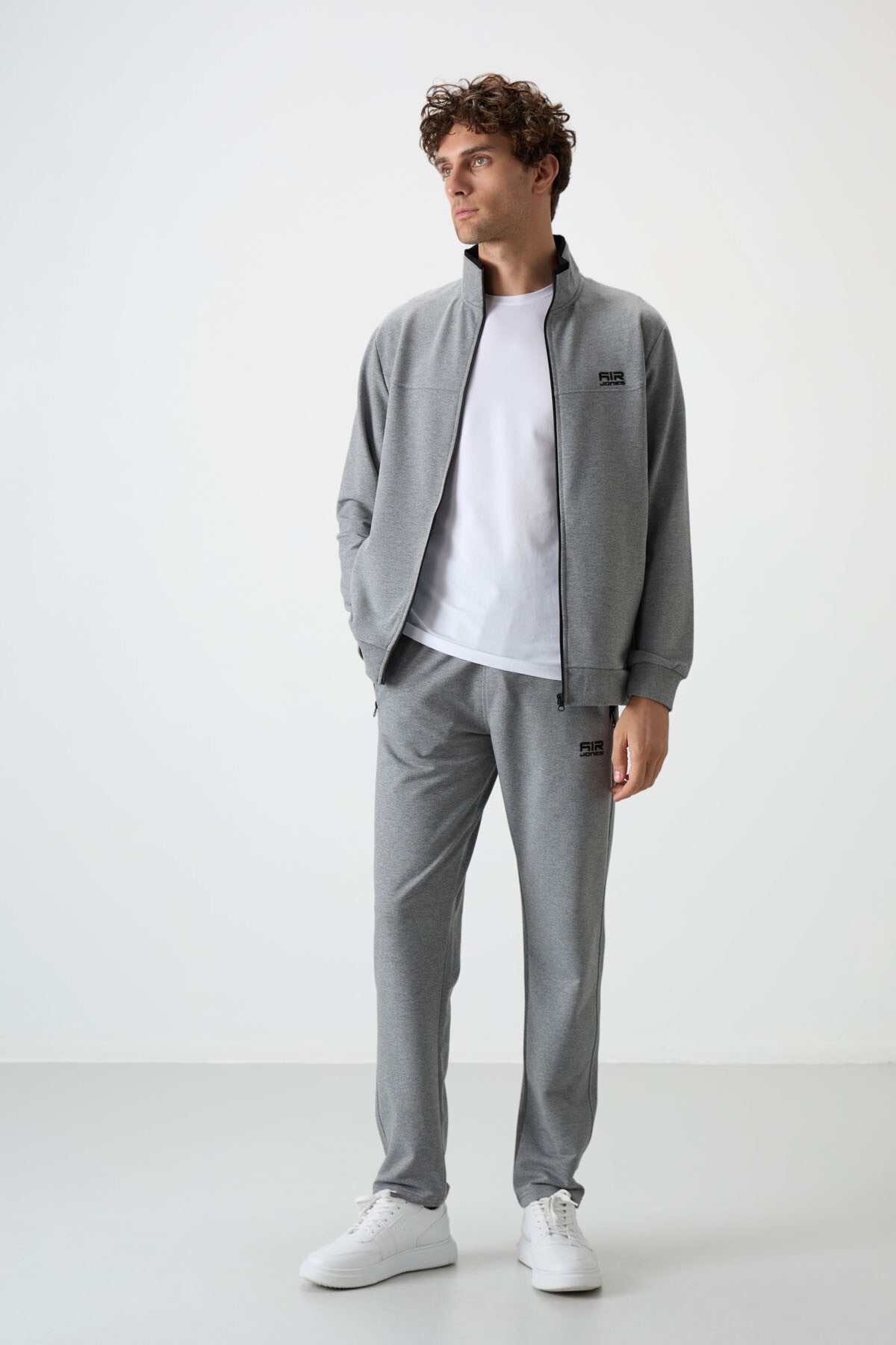 Troy Grey Melange Standard Fit Men's Tracksuit Set - 85196