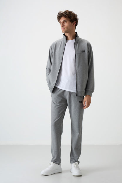 Troy Grey Melange Standard Fit Men's Tracksuit Set - 85196