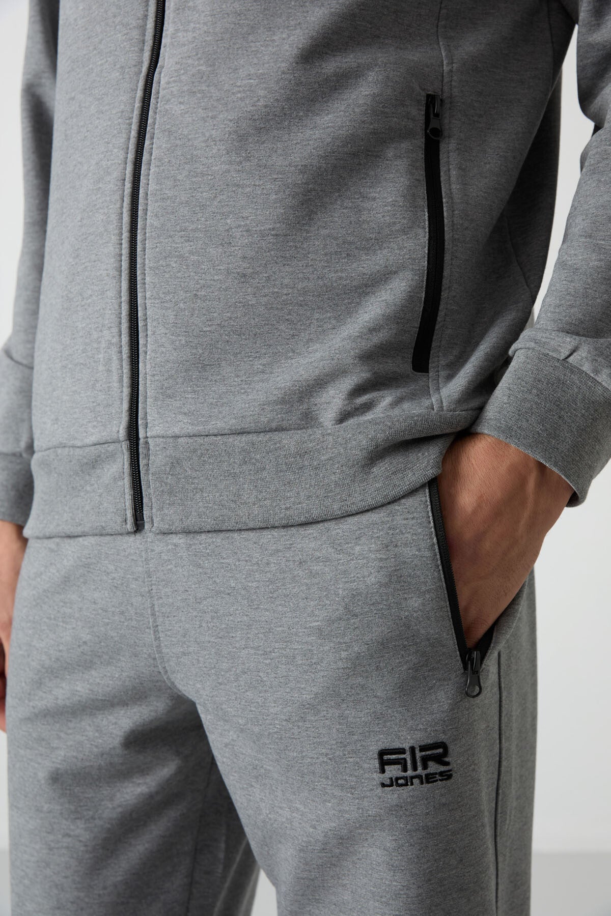 Troy Grey Melange Standard Fit Men's Tracksuit Set - 85196