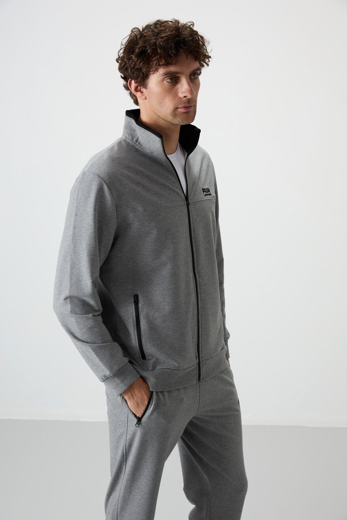 Troy Grey Melange Standard Fit Men's Tracksuit Set - 85196