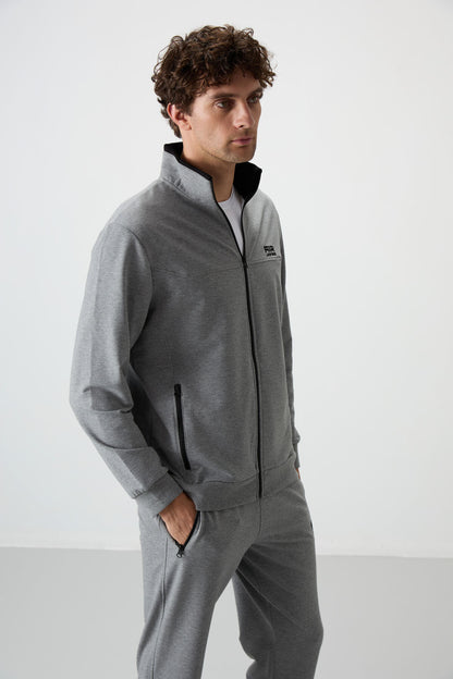 Troy Grey Melange Standard Fit Men's Tracksuit Set - 85196