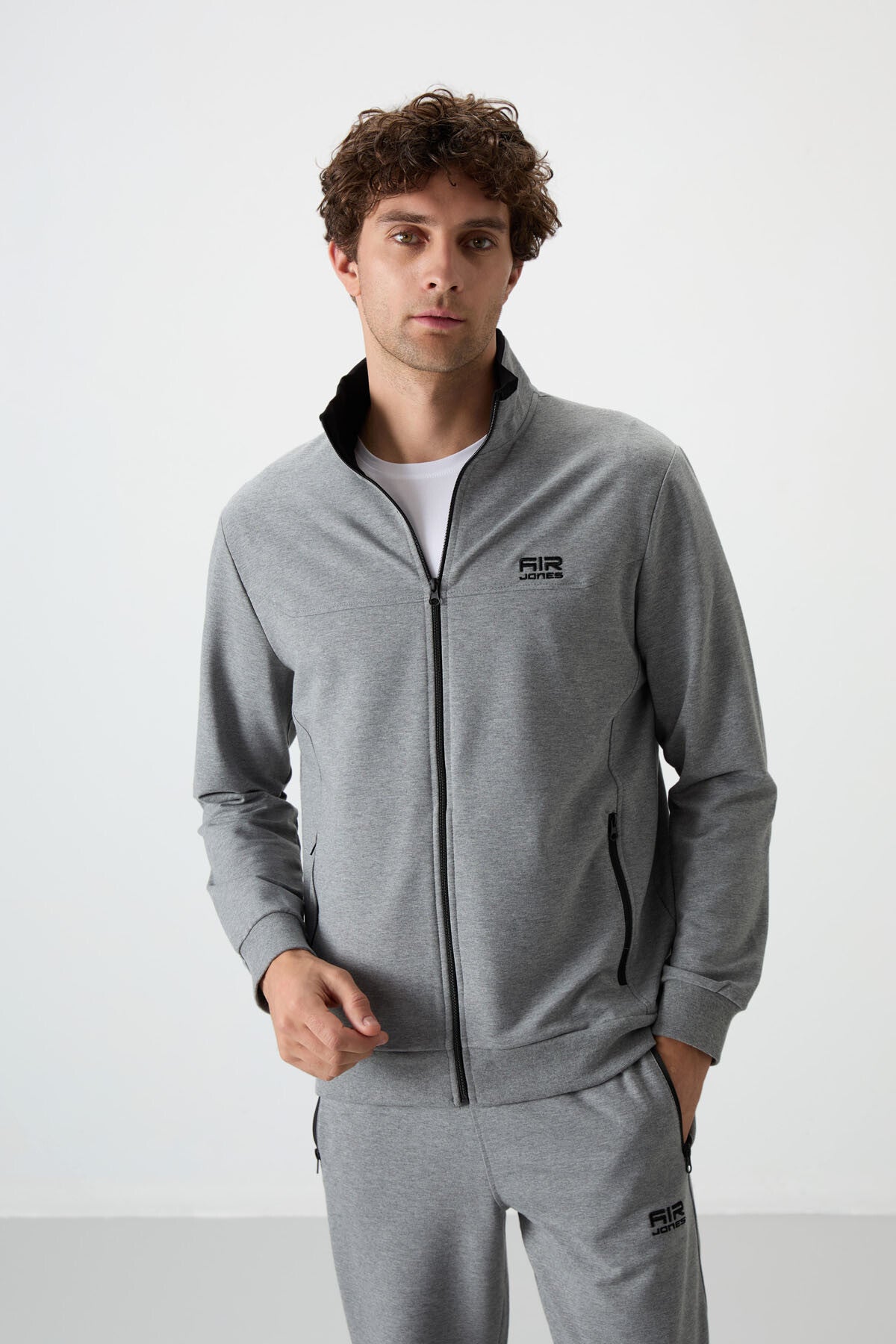 Troy Grey Melange Standard Fit Men's Tracksuit Set - 85196