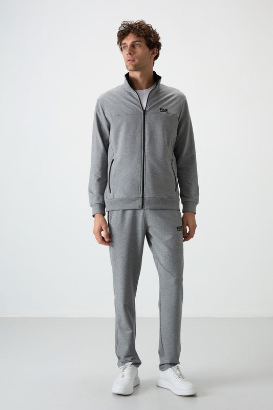 Troy Grey Melange Standard Fit Men's Tracksuit Set - 85196