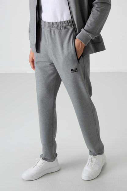 Troy Grey Melange Standard Fit Men's Tracksuit Set - 85196