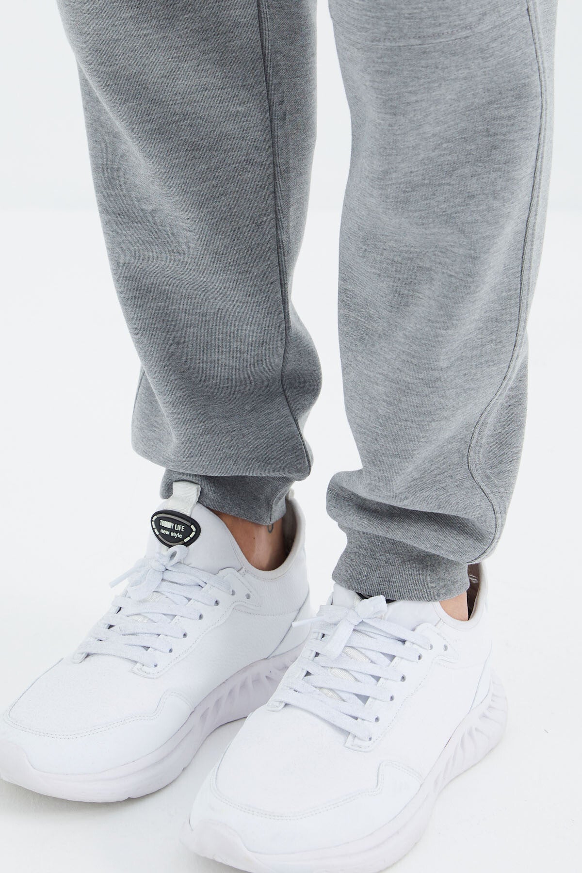 Grey Melange High Collar Hidden Pocket Detailed Relax Fit Men's Tracksuit Set - 85220