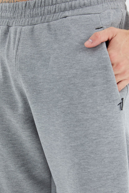 Grey Melange High Collar Hidden Pocket Detailed Relax Fit Men's Tracksuit Set - 85220