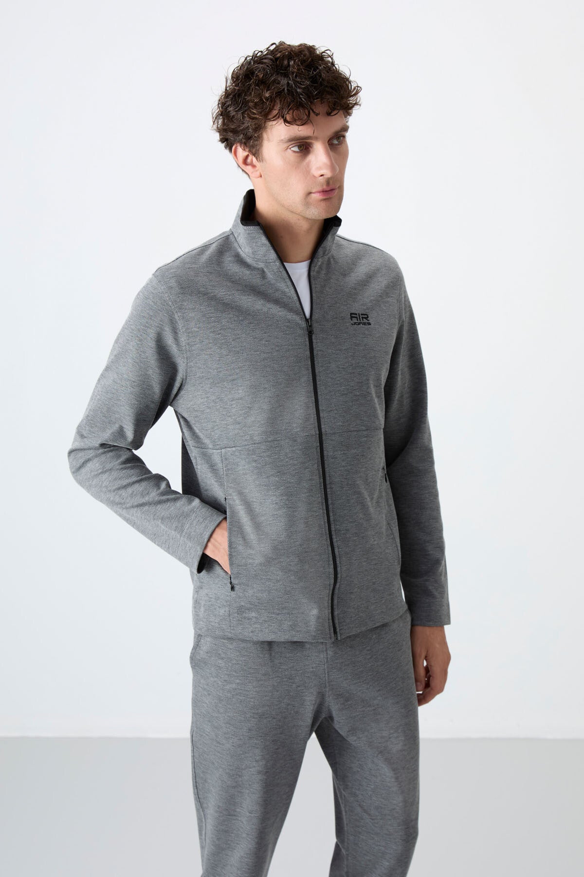 Carlos Grey Melange Standard Cut Men's Tracksuit Set - 85209
